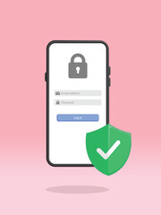 Smartphone Login Page Secure Shield Protection