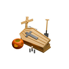 a 3D icon render halloween coffin