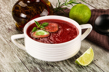 Sweet watermelon gazpacho with cucmber
