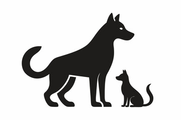 dog with a cat silhouette, cat and dog vector 
