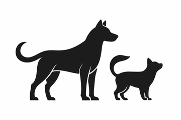 dog with a cat silhouette, cat and dog vector 
