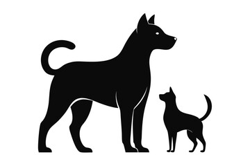 dog with a cat silhouette, cat and dog vector 
