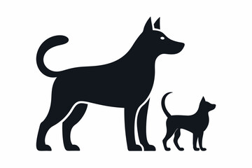 dog with a cat silhouette, cat and dog vector 
