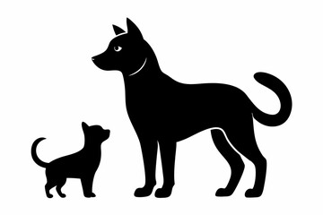 dog with a cat silhouette, cat and dog vector 
