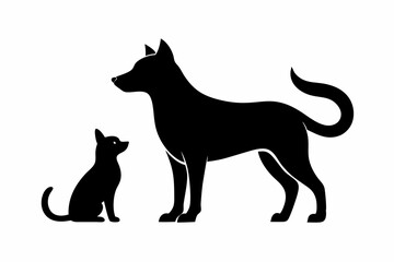 dog with a cat silhouette, cat and dog vector 
