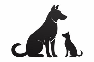 dog with a cat silhouette, cat and dog vector 
