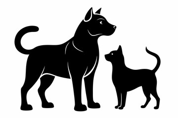dog with a cat silhouette, cat and dog vector 
