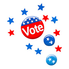 Vibrant Voting Buttons and Stars for Elections