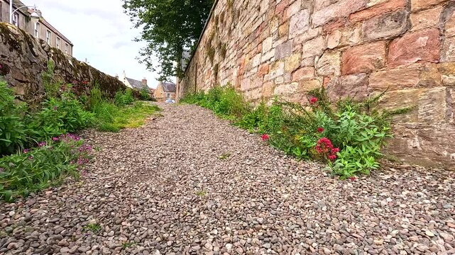 Pathway Along Stone Wall in Crail