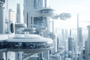 12. AI-driven society, futuristic city, advanced technology, holographic interfaces