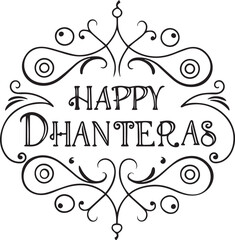 happy dhanteras lettering with elements vector design