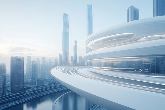 21. Smart city, AI integration, futuristic infrastructure, holographic displays