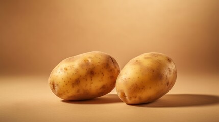 Two Potatoes on a Tan Background