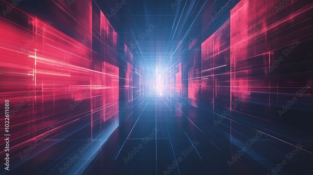 Poster digital lightful abstract background illustration of pink and blue hued colors on random patterns, h