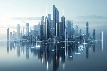 Fototapeta premium 46. Smart AI city, digital innovation, futuristic infrastructure, holographic society