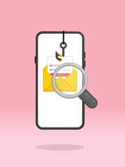 Smartphone Magnifier Phishing Email Security Breach