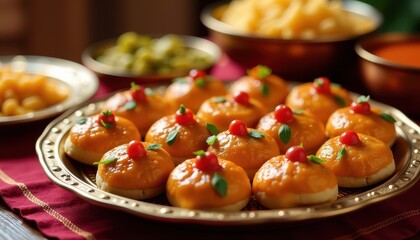 Traditional Dussehra Feast Spread with Indian Sweets and Savories