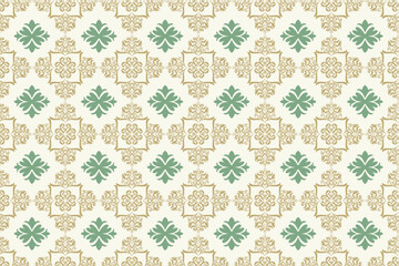 Oriental flora damask seamless pattern embroidery, art ornament print.  Design for tile, carpet, cover, wallpaper, wrapping paper, fabric, clothing, bag, and decoration.