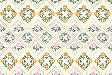 Floral seamless pattern.  Design for tile, carpet, cover, wallpaper, wrapping paper, fabric, clothing, bag, and decoration.