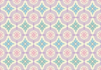 Pastel floral damask seamless pattern.  Design for textile, fabric, clothing, wallpaper, wrapping, cushion art ornament and decoration.