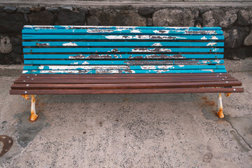 weathered park bench