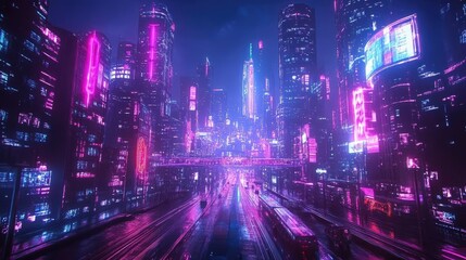 Fototapeta premium AI-generated amusement park, with neon-lit rides and holographic attractions