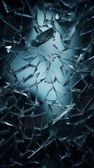 Close shot of a broken glass wall background for mobile, 9:16 ratio. Generative ai