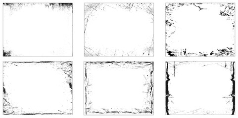 Collection of six black and white grunge frames