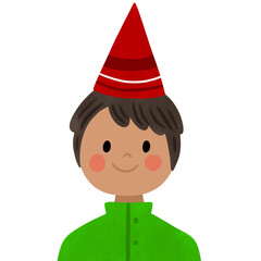 Cute watercolor kid elf  element.