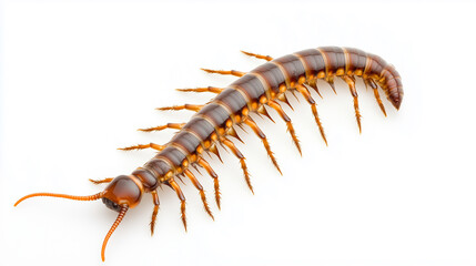 Giant Centipede on White Background