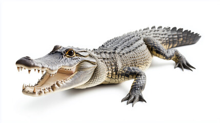 Obraz premium Juvenile Alligator on White Background