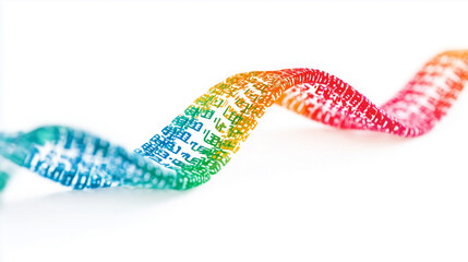  A vibrant, colorful helix composed of swirling digital code