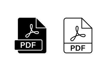 Vector isolated pdf icon set in black fill and outline
