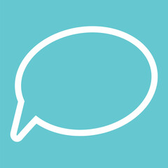 Simple speech bubble icon on a turquoise background representing communication concept