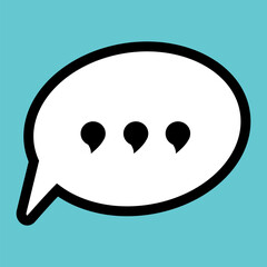 A speech bubble design on a teal background representing communication and dialogue