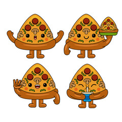 cute pizza mascot character illustration