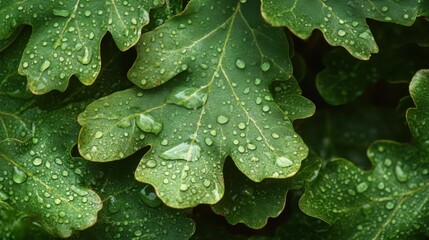 Fototapeta premium A detailed illustration of oak leaves, showcasing their unique textures and colors