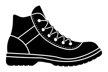 Hiking boot silhouette line icon vector illustration on white background.
