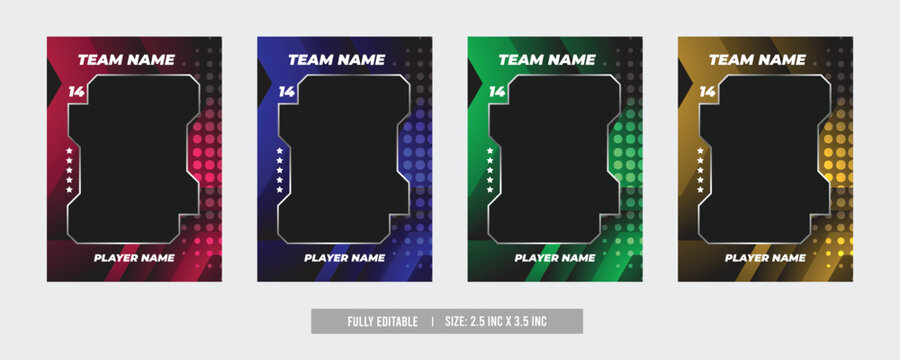 sports trading card, player photo frame template, game trading card for football, hockey and basketball, blank rectangle for photo frame, template eps 10.	