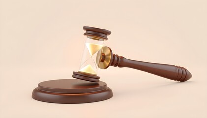 Gavel with Glowing Hourglass