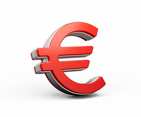 Bold Vibrant Red European Euro Currency Symbol With Sleek Metallic Gleam 3D Illustration