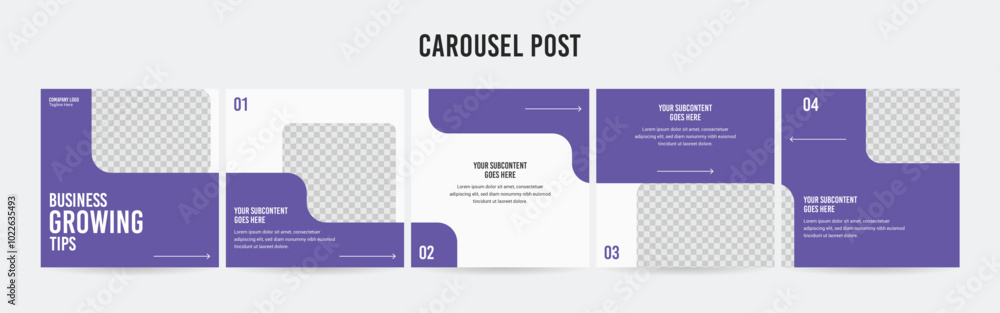 Wall mural editable instagram carousel post layout set, social media marketing microblog template design, tips 