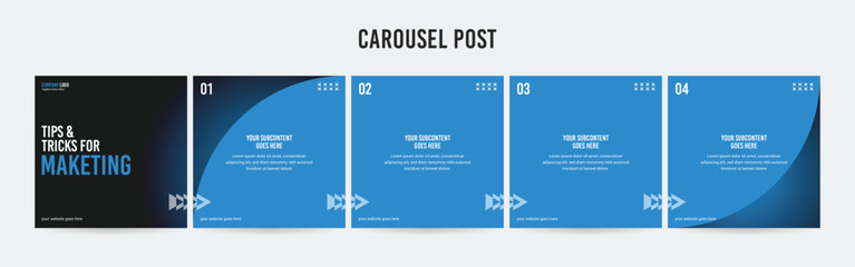 Editable Instagram Carousel Post Layout Set, Social Media Marketing microblog template design, tips & tricks linkedin post template, eps 10.  © Design