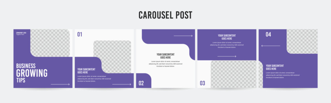 Editable Instagram Carousel Post Layout Set, Social Media Marketing microblog template design, tips & tricks linkedin post template, eps 10.	