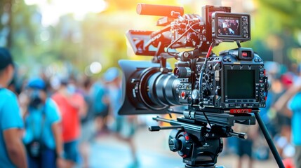 Professional photographer preparing camera equipment for an upcoming portrait session shoot