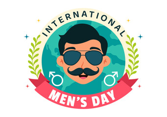 International Men's Day Vector Illustration on November 19 Featuring Men's Accessories like Ties and Mustaches in a Flat Style Cartoon Background