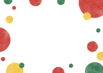 丸のポップなフレーム、水彩、クリスマスカラー