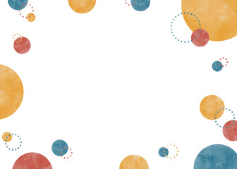 丸のポップなフレーム、水彩カラー