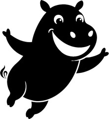 Fototapeta premium Cheerful Hippo Outline for Creative Kids’ Clipart Collections. 