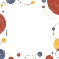 丸のポップなフレーム、水彩、正方形サイズ